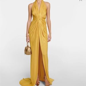Colette Black Halterneck Ruched Satin Gown